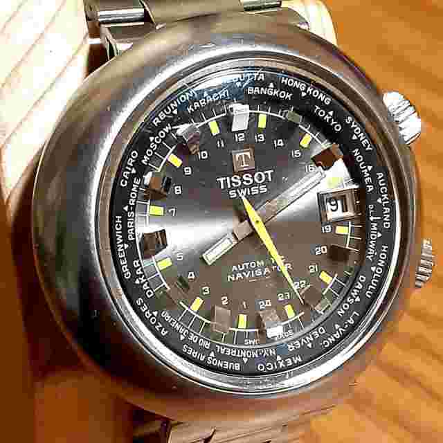 Tissot Navigator 24h Automatic Men's Watch Black Dial Vintage Antique