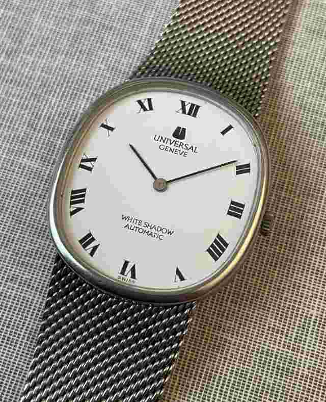 Universal Geneve White Shadow Ultra Slim Automatic Watch Ellipse