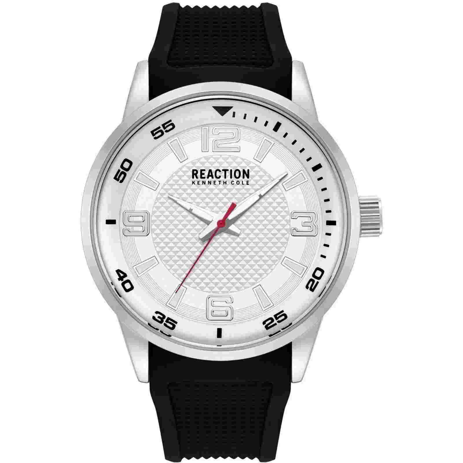 Kenneth Cole Reaction Men's Watch Silver Tone Case Black Strap KRWGM2186801