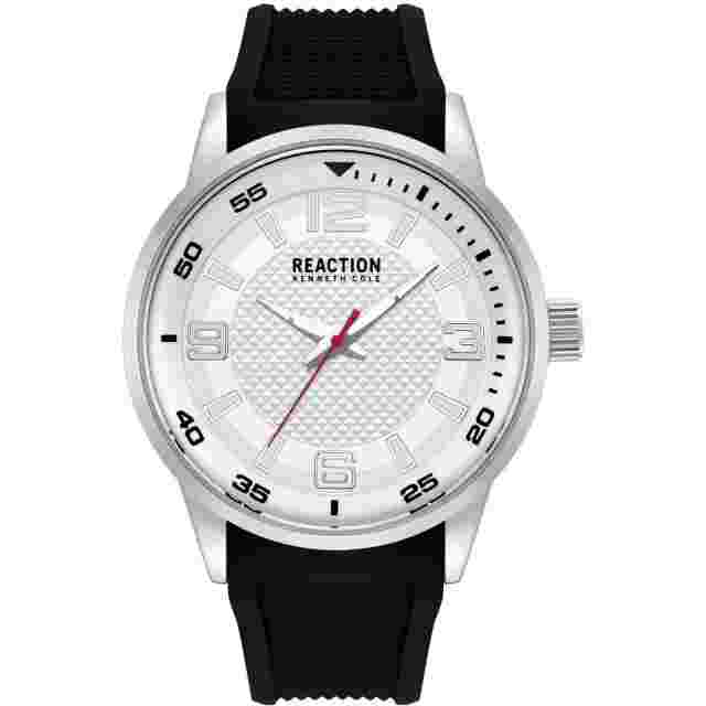 Kenneth Cole Reaction Men's Watch Silver Tone Case Black Strap KRWGM2186801