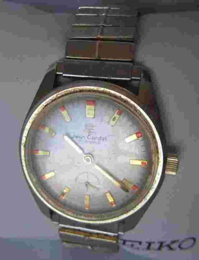 Vintage Jean Cardot Watch Mens Mechanical Wristwatch 17 Jewel Gold Tone Running
