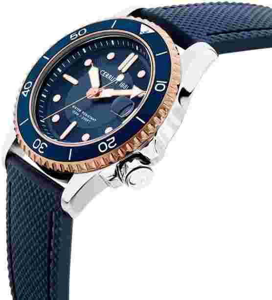 Cerruti Pesaro Gents Blue Dial Blue Silicone Strap Watch