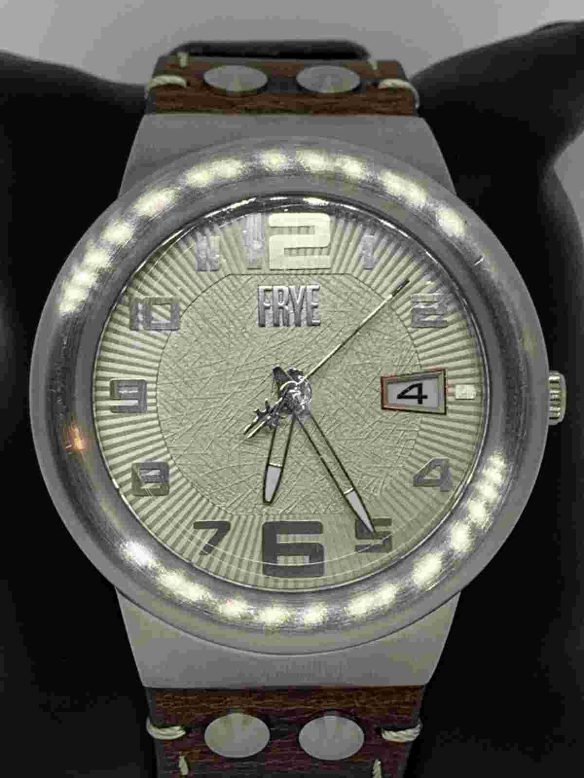 Frye Harness 46mm Cream Hydraulic Dial Brown Leather Men's Watch Fr00004-02 SD