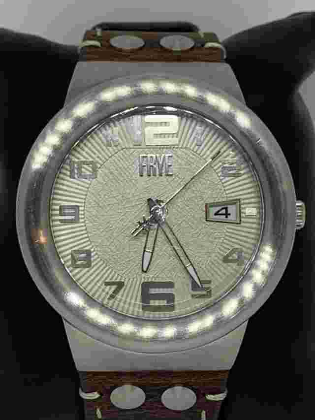 Frye Harness 46mm Cream Hydraulic Dial Brown Leather Men's Watch Fr00004-02 SD