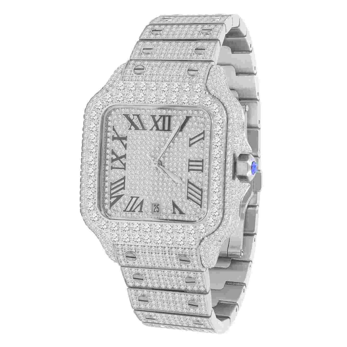 Iced Out D/VVS1 Moissanite Stainless Steel Buss Down Custom Luxury Men Watch