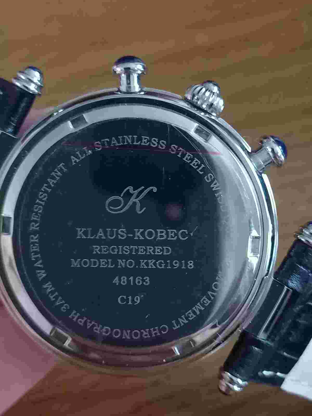 Klaus Kobec KKG1918 Chronograph Watch Diamond & Mother Of Pearl Black Silver