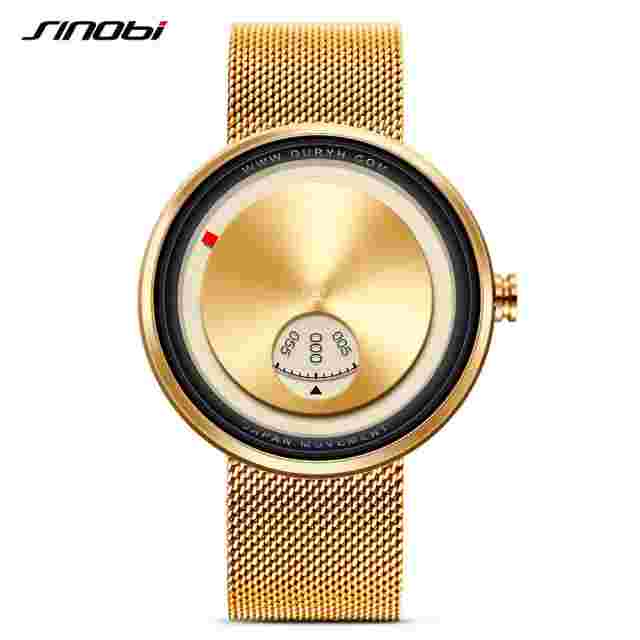 SINOBI Golden Geek Watches Mens Creative Watchhes Rotate Plate Dial