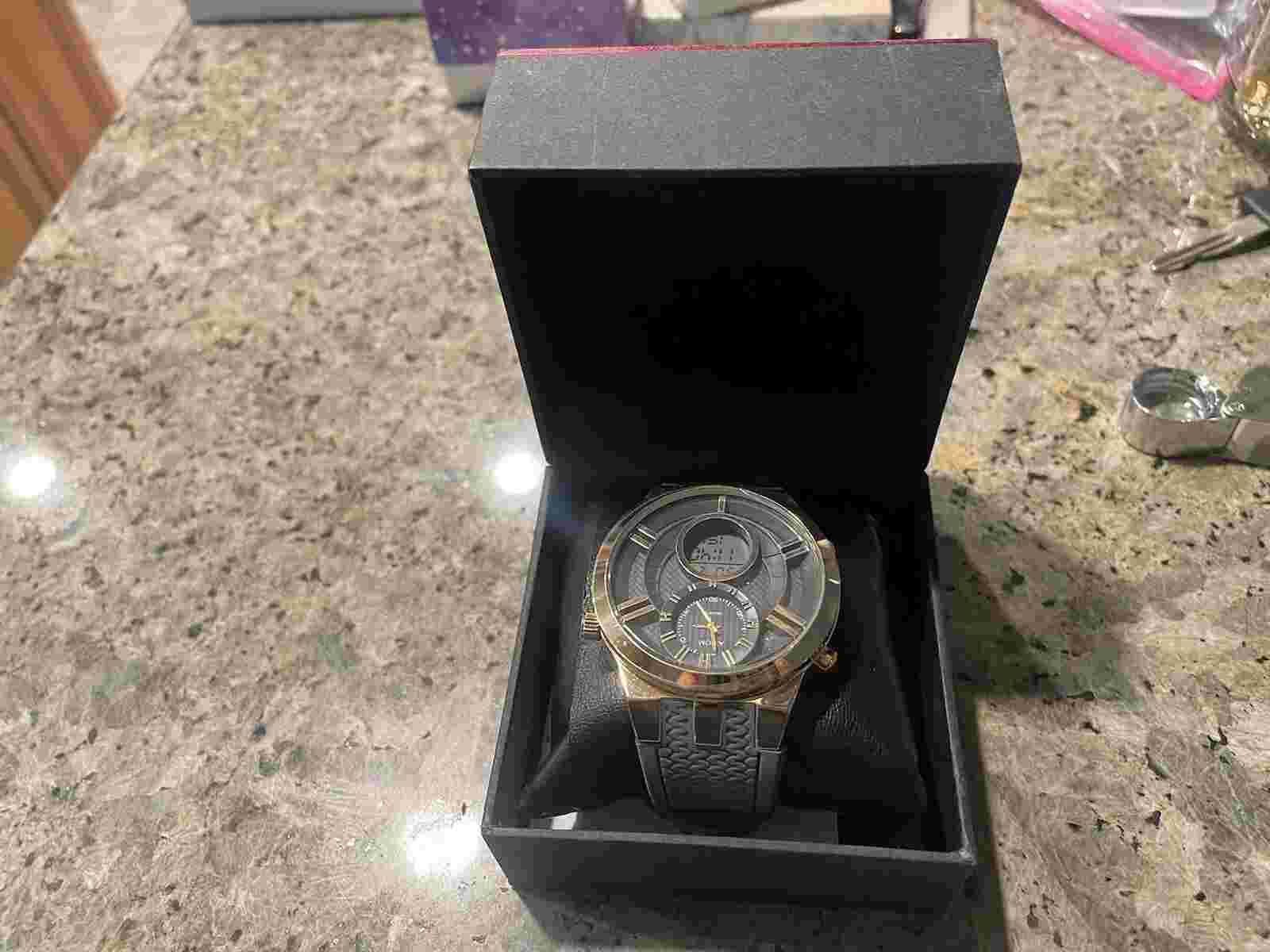 AXIOM LARGE FACE WRISTWATCH IN BOX. VERY NICE CONDITION ANALOG AND DIGITAL