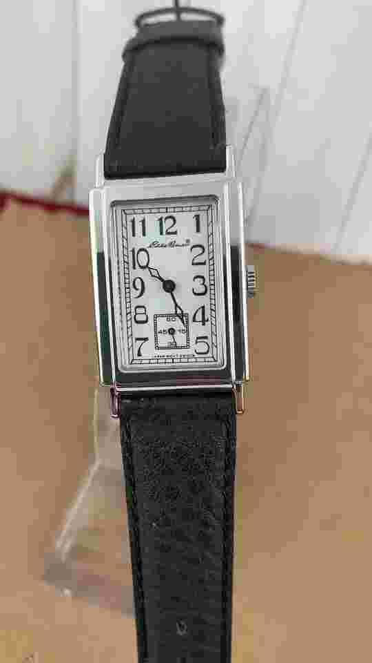 Vintage Extremely Rare Eddie Bauer 70th Anniversary Tank Watch Silver Tone.