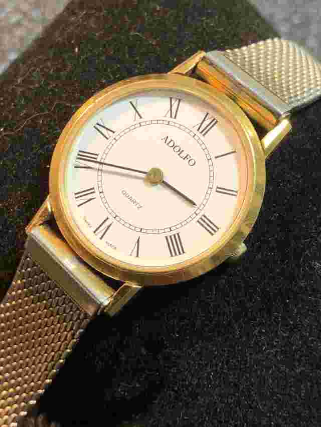 Vintage Adolfo Swiss Women’s Watch Gold Plated Ladies Wristwatch Repair/Parts