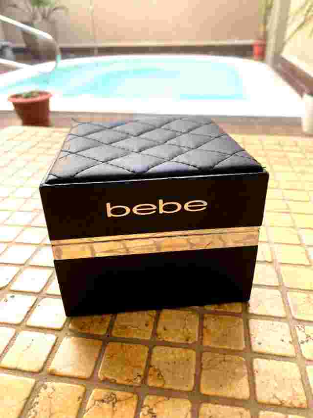 BEBE Silver- Gold Smooth Dial Crystal Bezel Watch.