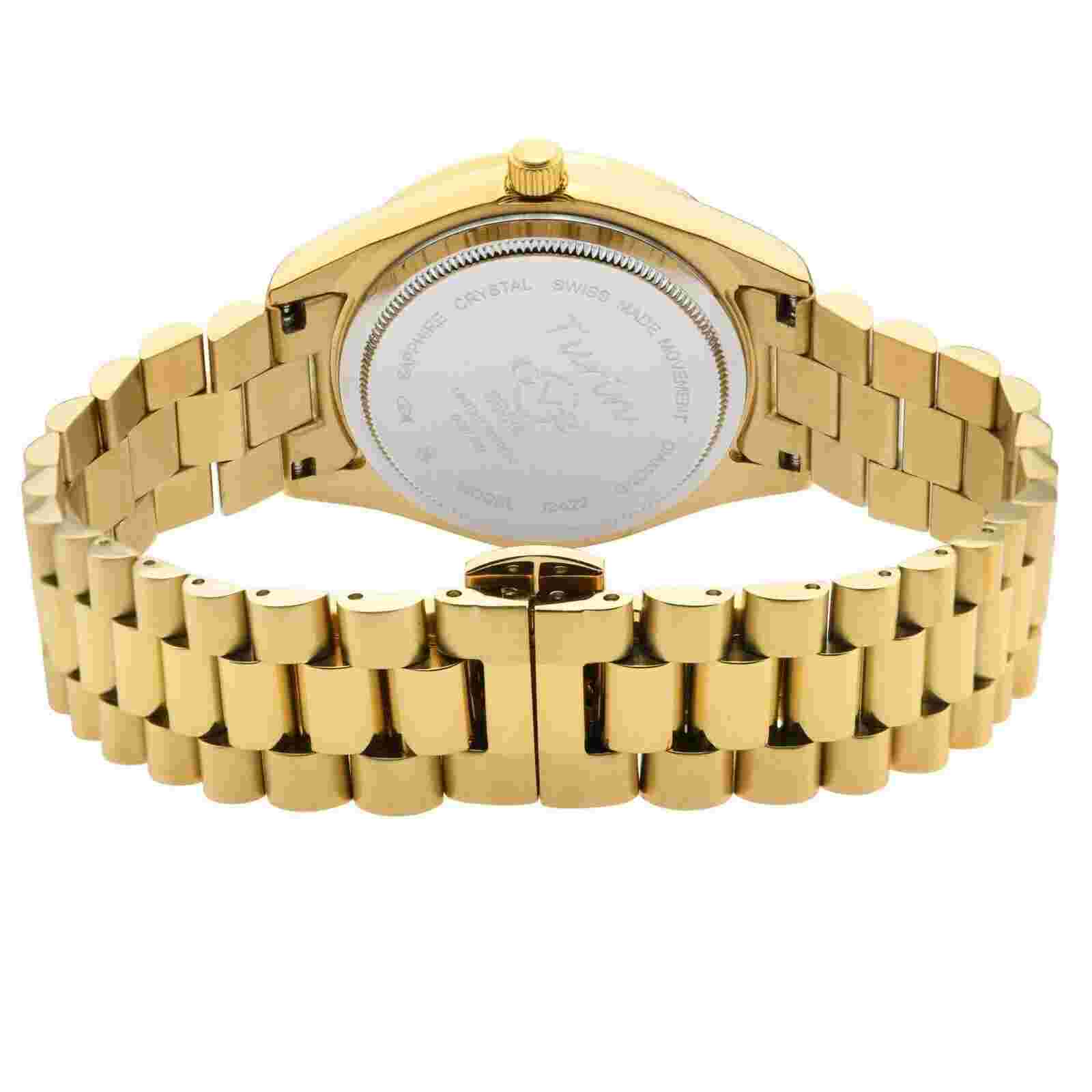 GV2 by Gevril Womens 12422B Turin Diamond MOP Dial IPYG Steel Swiss Quartz Watch