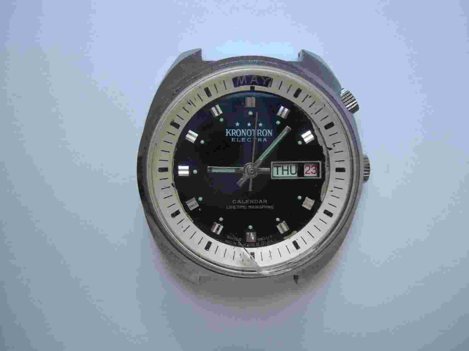 Kronotron Electra Men's Watch Manual Wind Up Day Date Month of the Year Runs