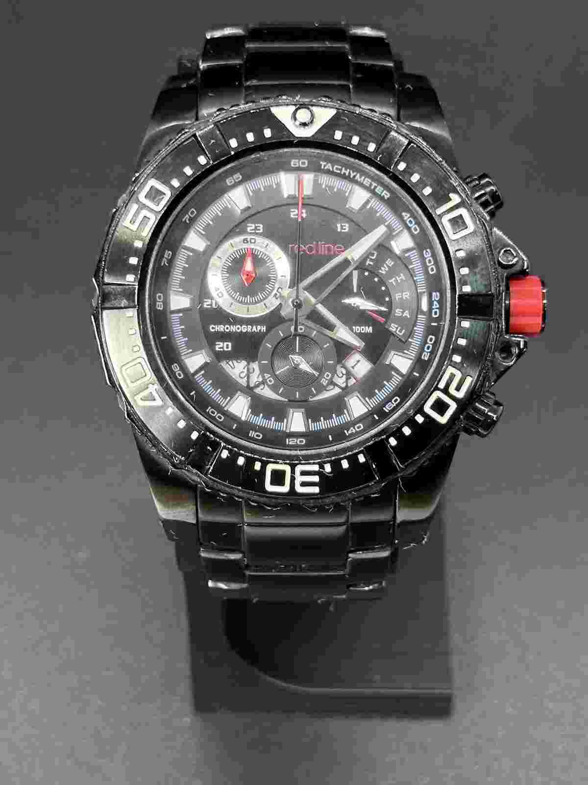 REDLINE Men’s COMPRESSOR 316L 10 ATM Red Black Dial Divers Bezel Chronograph X2
