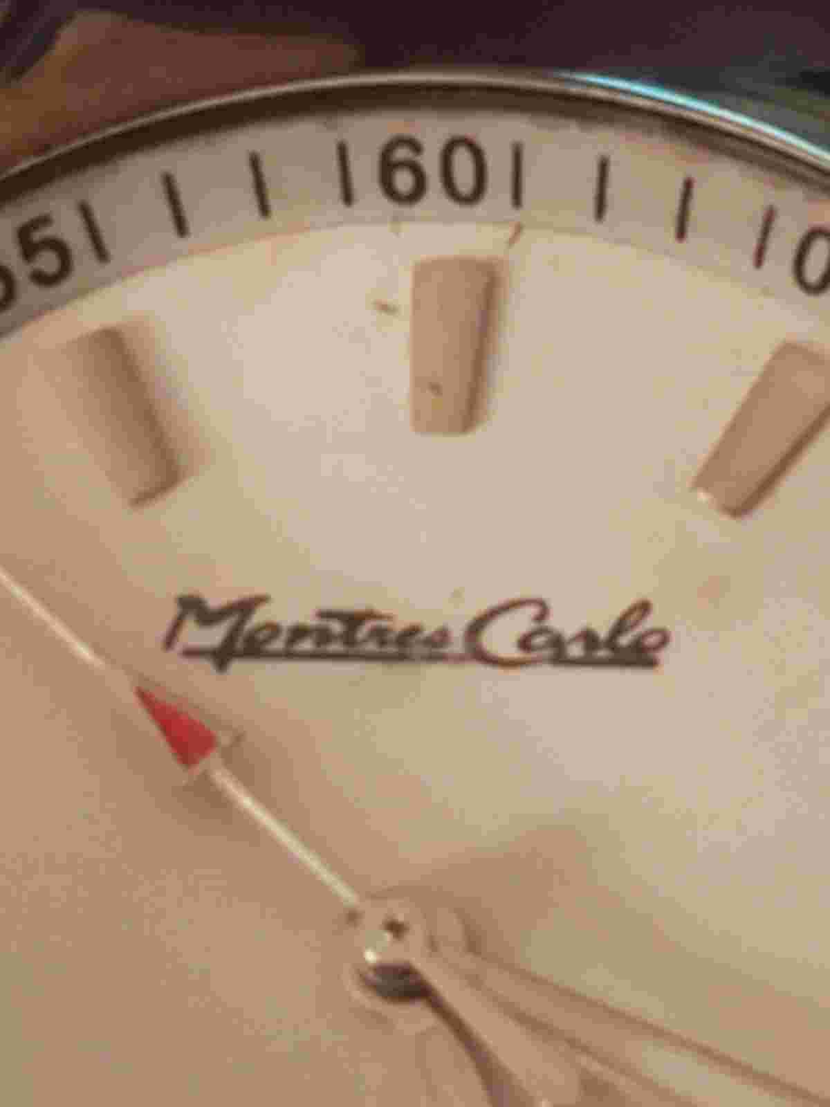 Vintage Montres Carlo Ladies Wristwatch  Silver Tone Purple Band