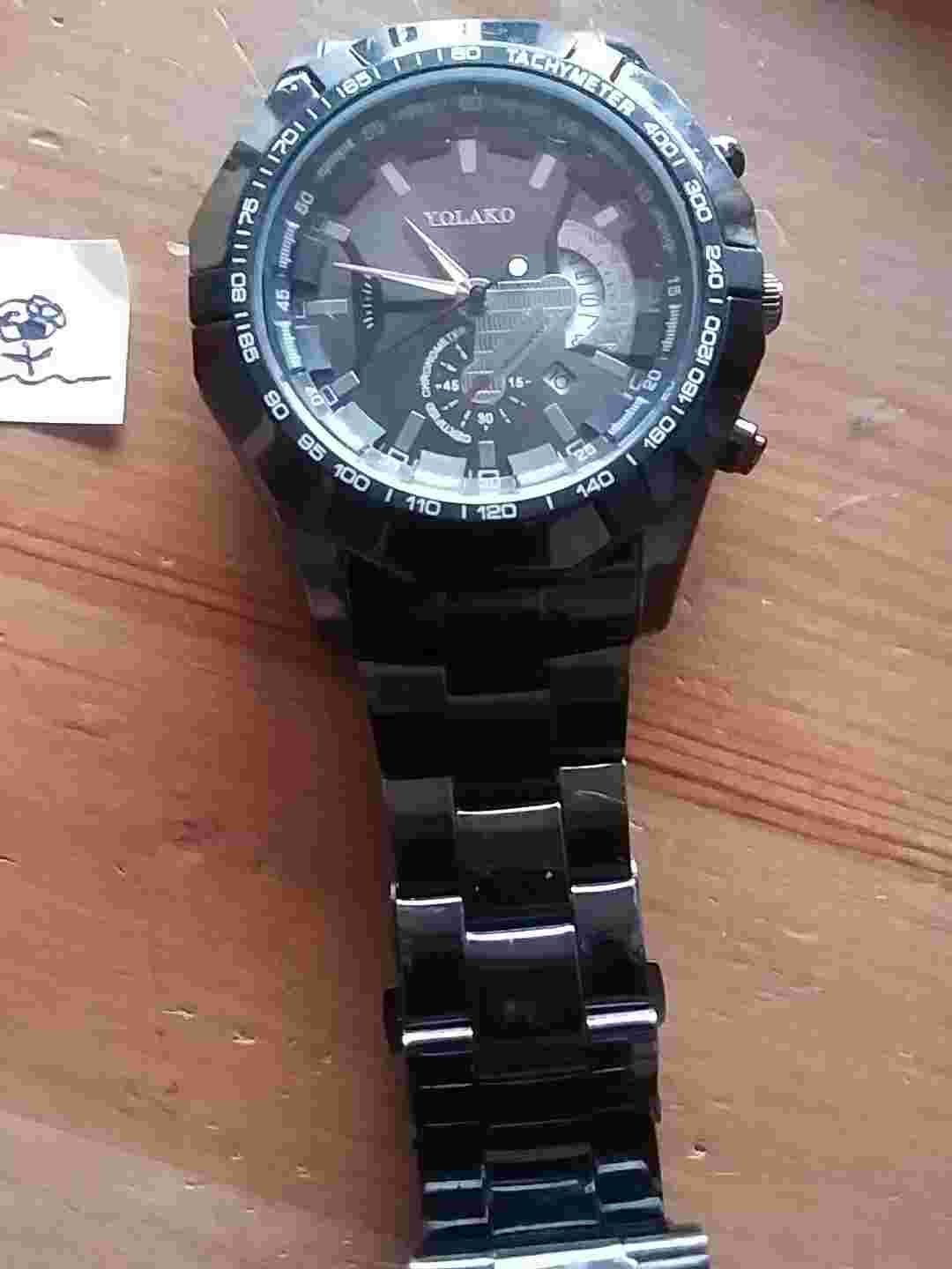 Yolako mens black Watch in good condition & running with a new battery
