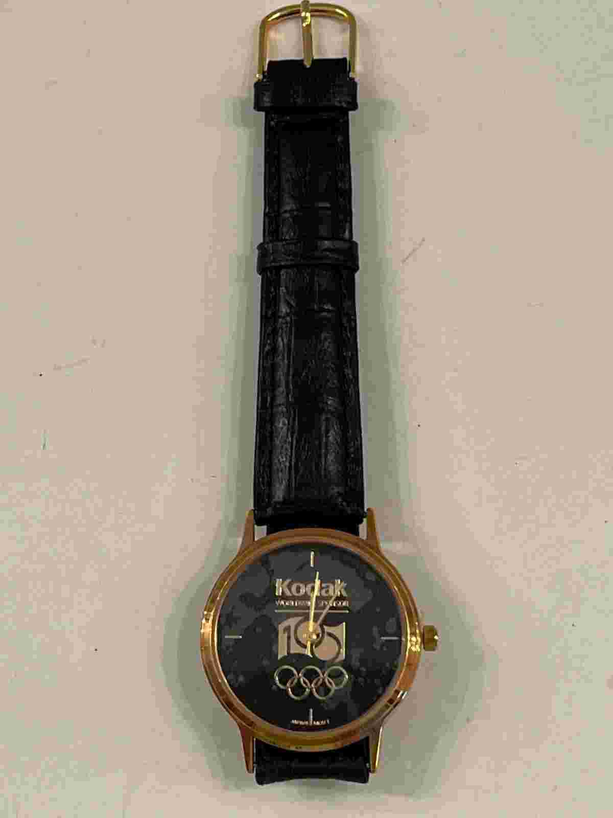 NEW 1996 Kodak Olympic Official Sponsor Watch Leather Band Needs Battery Unisex