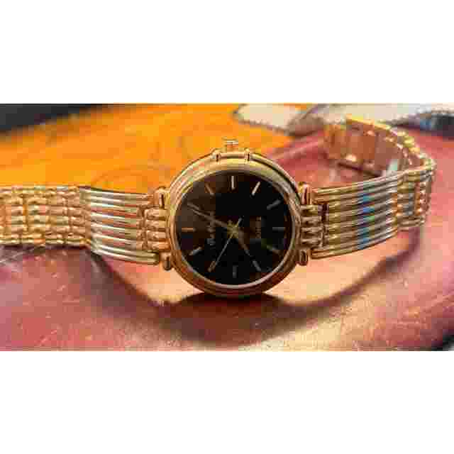Men's 33mm Gold Tone Da Vinci Watch, Black Face