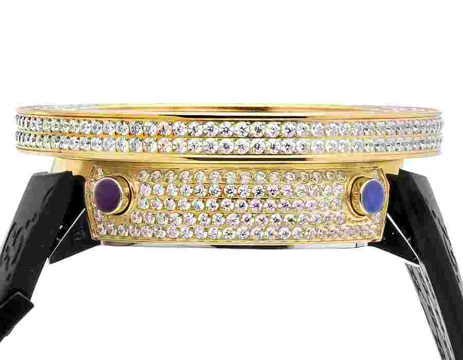Mens Custom Yellow Stainless Steel Jojino/Joe Rodeo Cubic Zirconia Watch