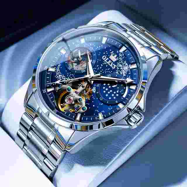 Men's Watches Tourbillon Style Automatic Mechanical Watch for Man Waterproof Lu