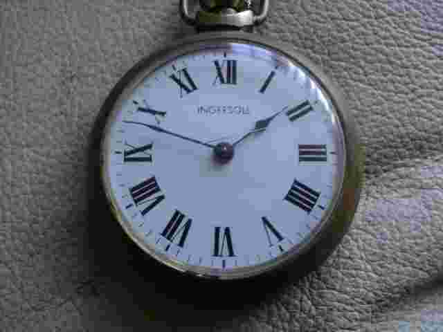 Antique Ingersol Hand Winding Man's Pocket Watch Gold Plated Working