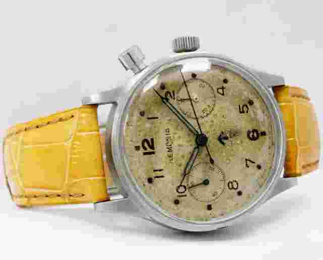 Lemania 6B/551 Military Single Pusher 38mm Rare Chronograph Collectors Watch