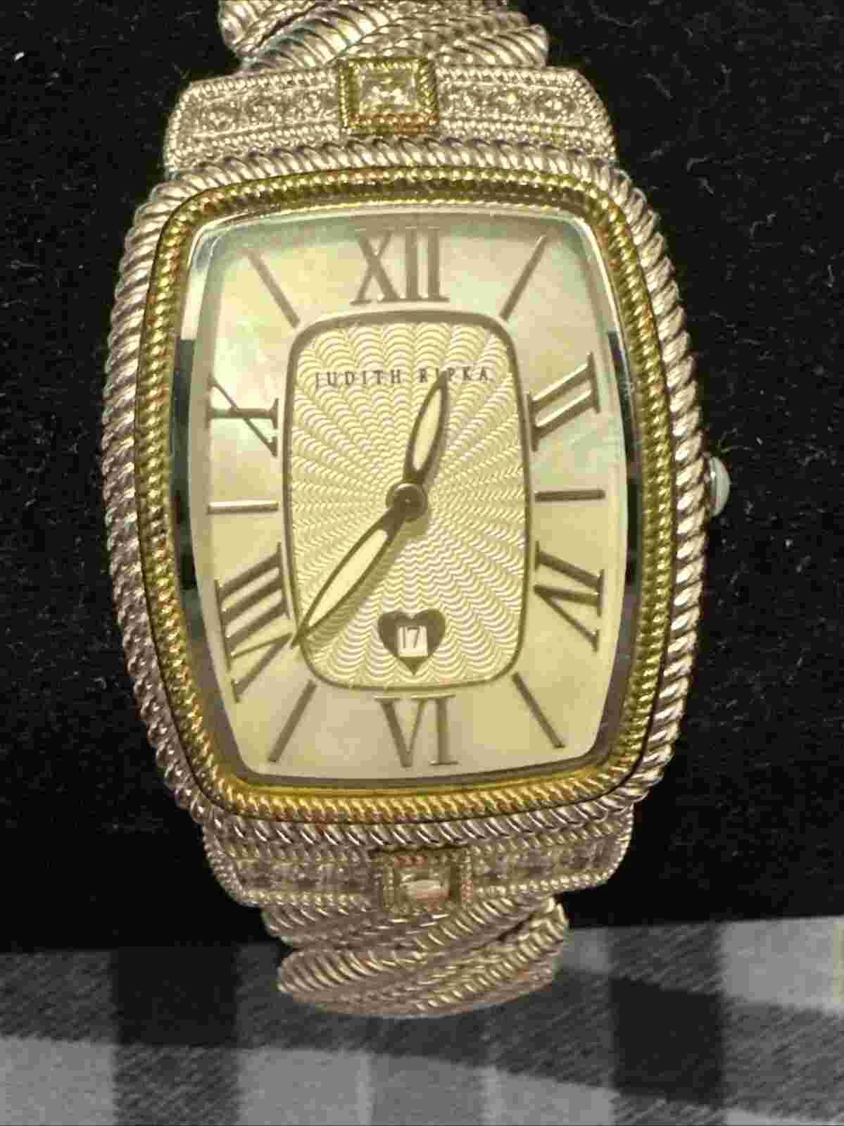 JUDITH RIPKA Stainless Steel Textured Band MOP Dial Ladies Watch w/ Box