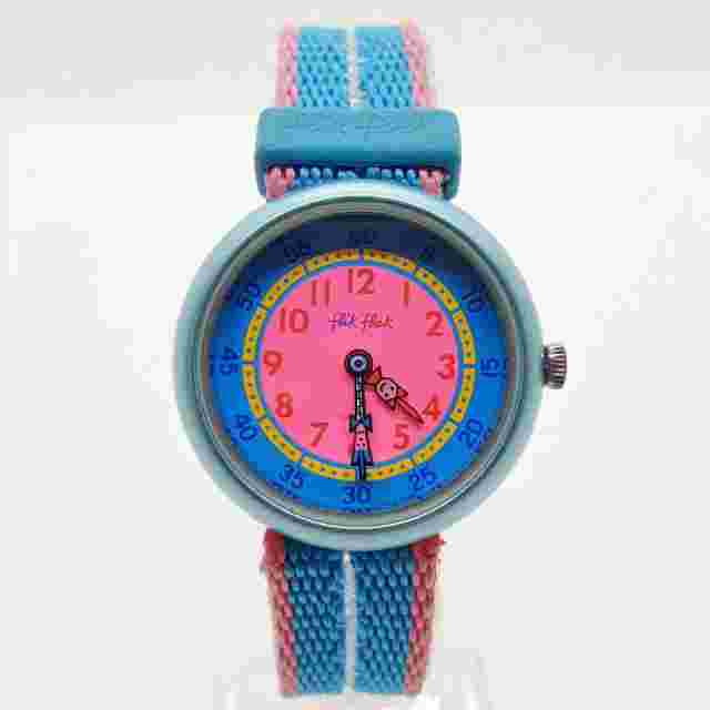 1988 Ultra Rare Blue & Pink Flik Flak by Swatch Watch for Boys and Girls 80s