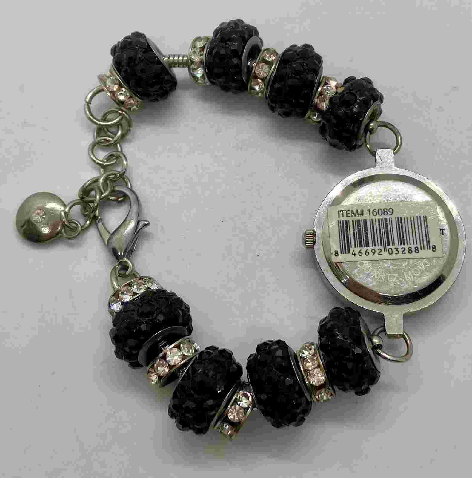 New Figaro Couture Sparkly Iced Watch New Battery Black Crystal Band Iced Dial