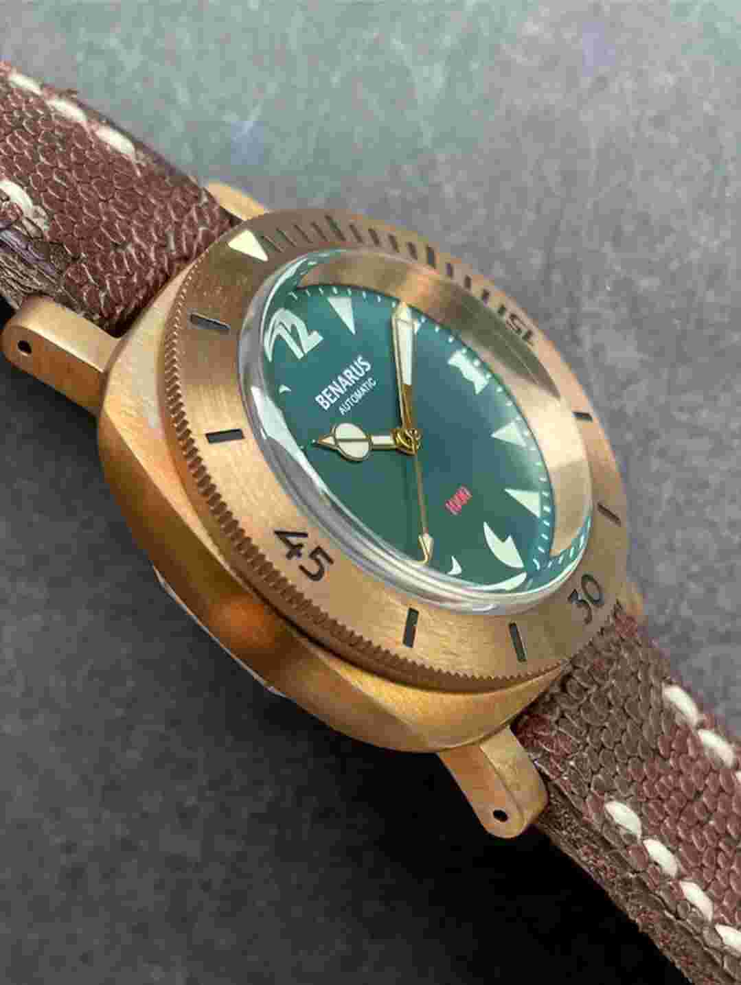 Benarus Moray Dive Watch 38 Moray bronze brushed teal Shipped from USA