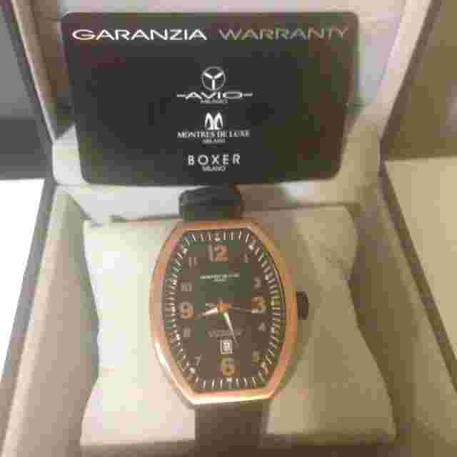 Montres De Luxe Mens GMT Estremo Black crock Leather Watch no 1158 NEW