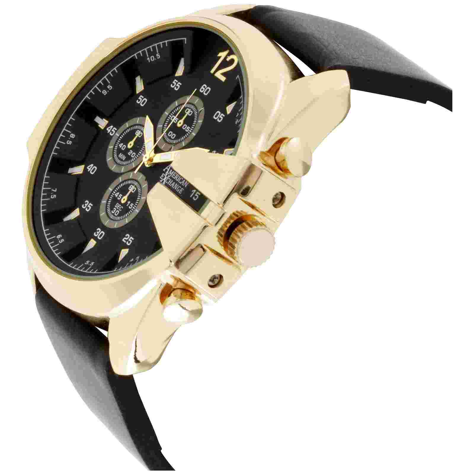 American Exchange Men's Analog Watch And Bracelet Set, Matte Black/Black