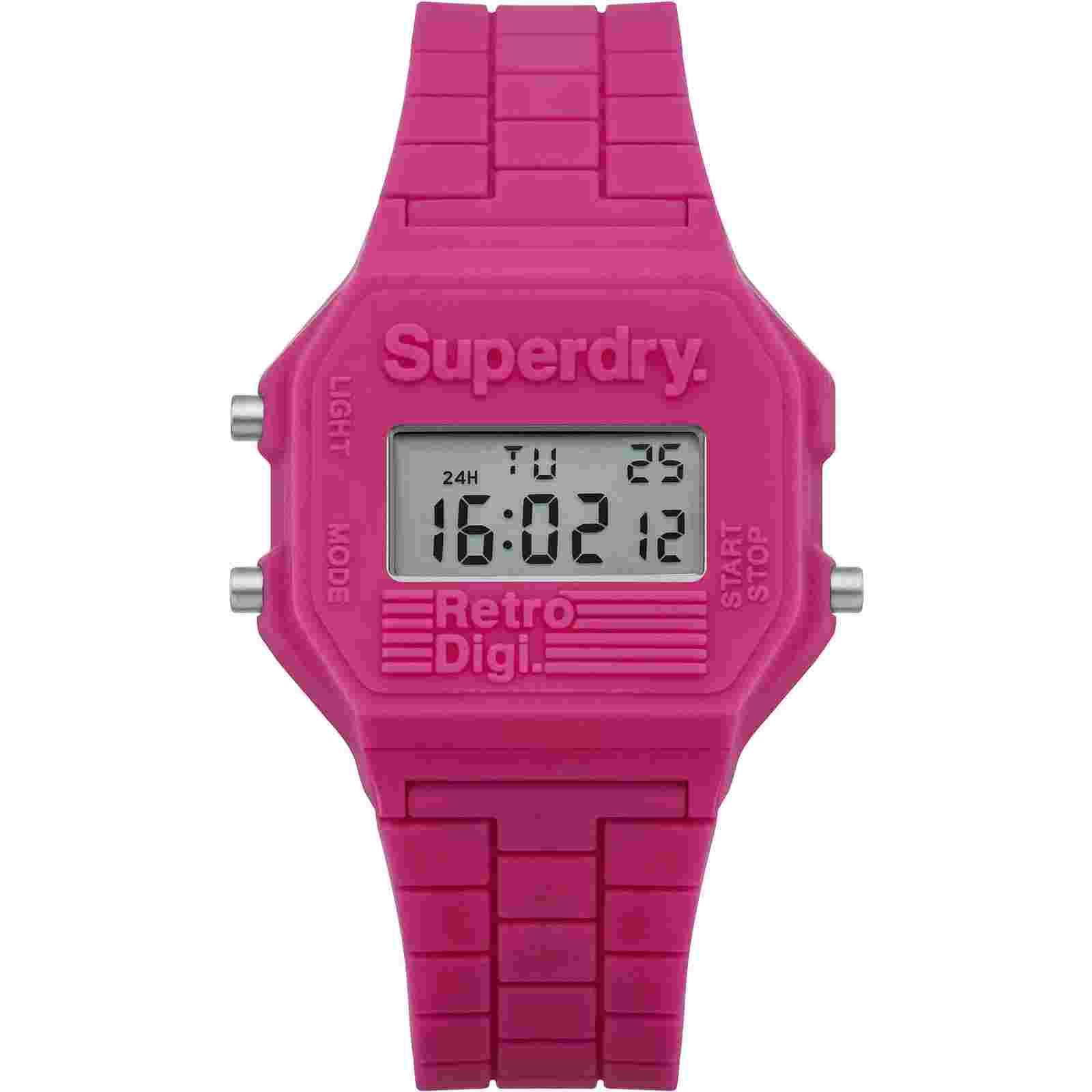 SUPERDRY RETRO MINI SYL201 White Silicone Fuchsia Unisex Digital Watch