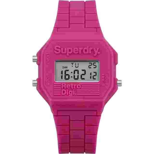 SUPERDRY RETRO MINI SYL201 White Silicone Fuchsia Unisex Digital Watch