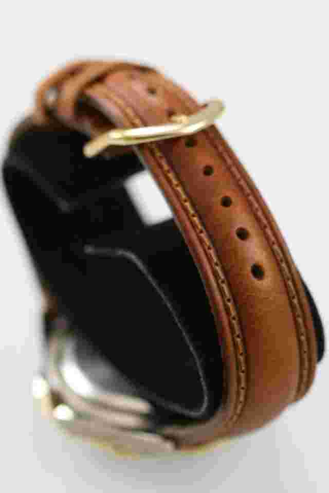 McGregor Watch Men Stainless St Silver Gold 50m Brown Leather Date Blue Quartz