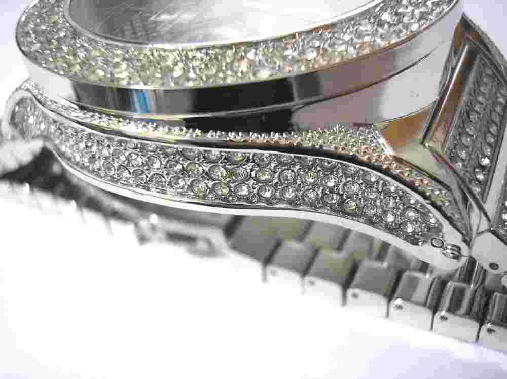 Silver Tone Metal Big Case & Band Techno King Men's Watch w Crystals Item 3741