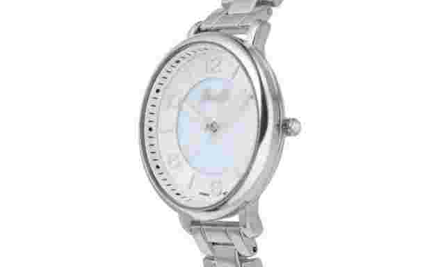NEW Romilly 1448A Women's Gouyen Mother of Pearl Guilloche Dial Silver Watch 30m