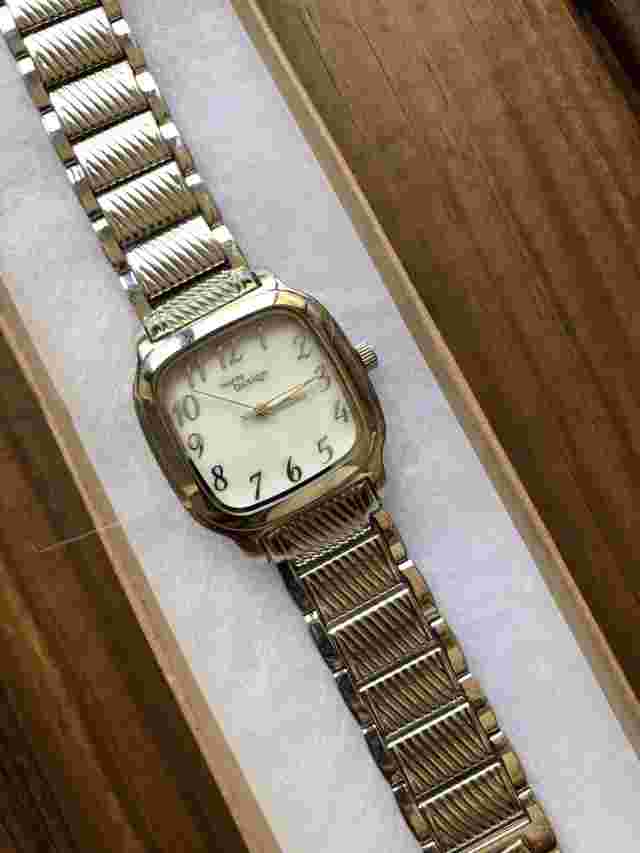 QVC Steel by Deisgn women's silver textured square watch - NEW battery