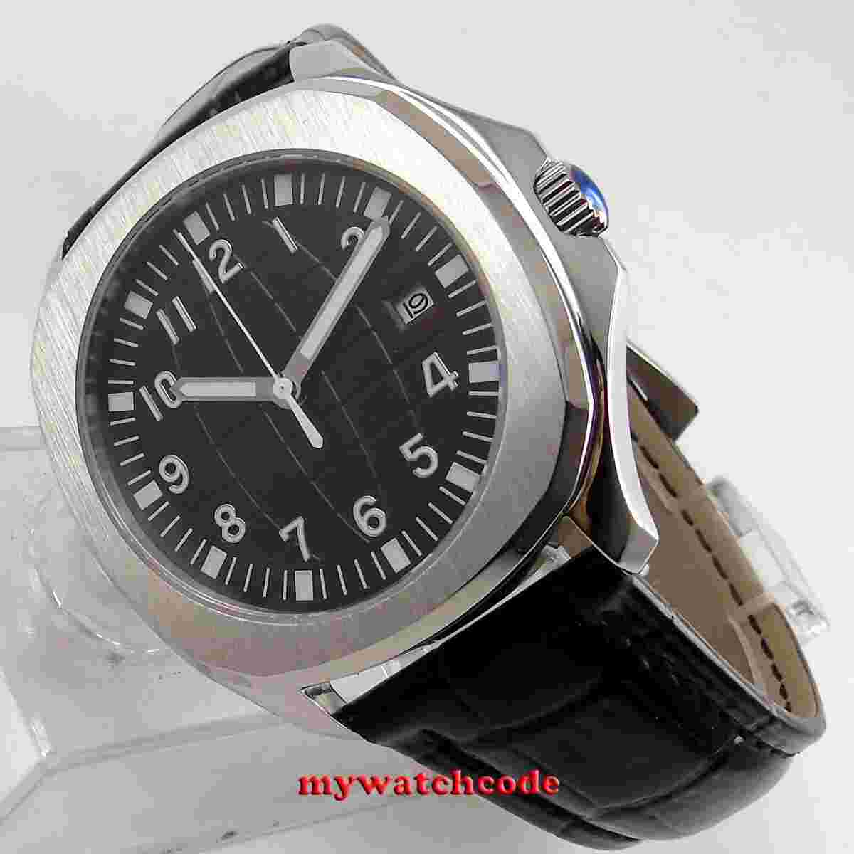 40mm Bliger sterile black dial date sapphire glass automatic Square mens watch