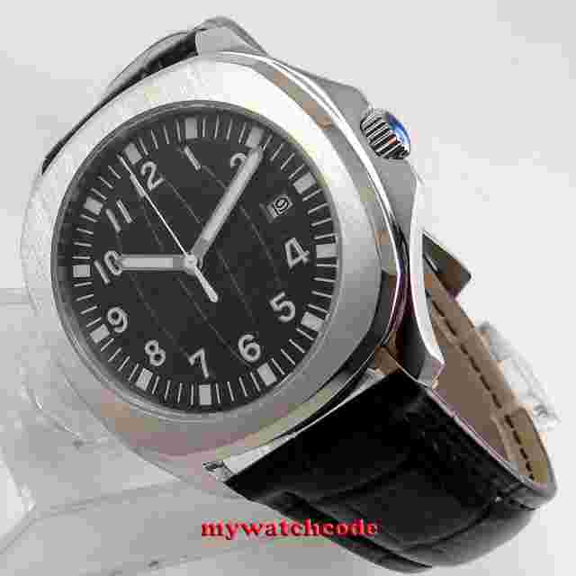 40mm Bliger sterile black dial date sapphire glass automatic Square mens watch