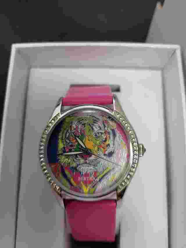Women's Bertha Annabelle Tiger Watch Pink Leather Band