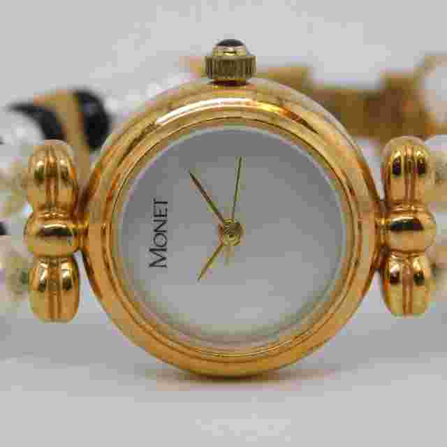 Monet Pearl Bracelet Quartz Analog Women's Watch Sz. 6 1/4" New Battery