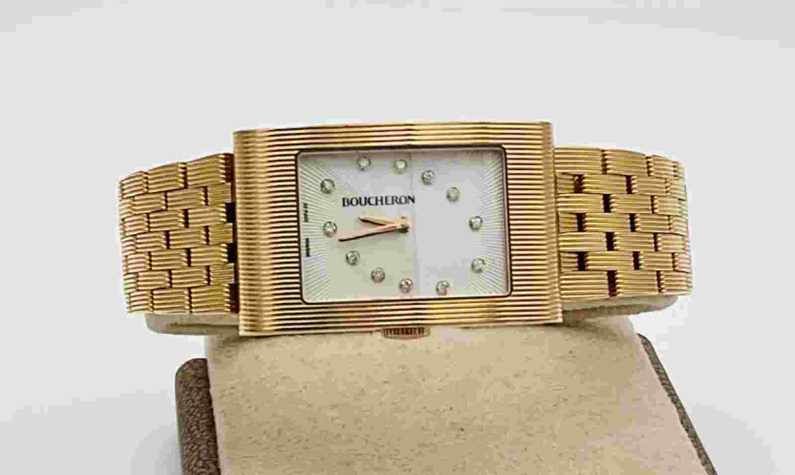 Boucheron Reflet 18k Rose Gold on Bracelet Diamond Men's Limited Edition Watch