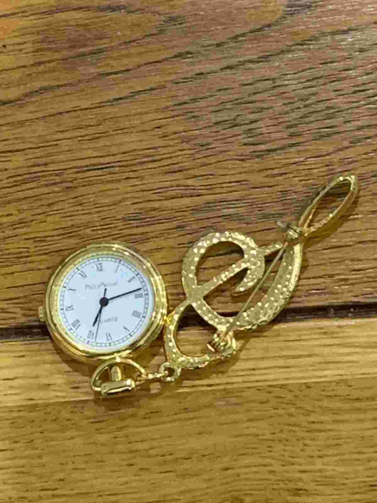 Exquisite Philip Mercier T493T Cal. 2035 Quartz Brooch Watch -27mm -Works