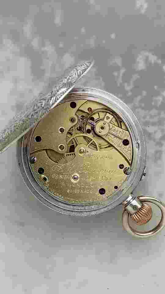 A Fine Vintage J. W. Benson Longines Silver Pocket Watch in Dispatch Box