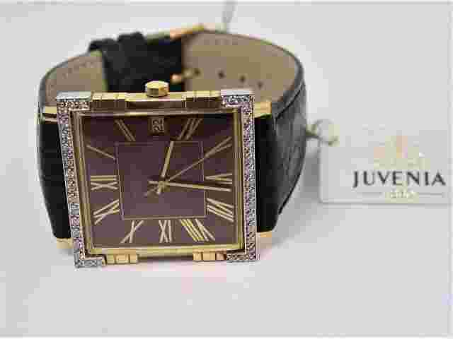 NEW 18K Gold JUVENIA MACHO Unisex AUTOMATIC Watch w/DIAMOND BEZEL & Purple Dial