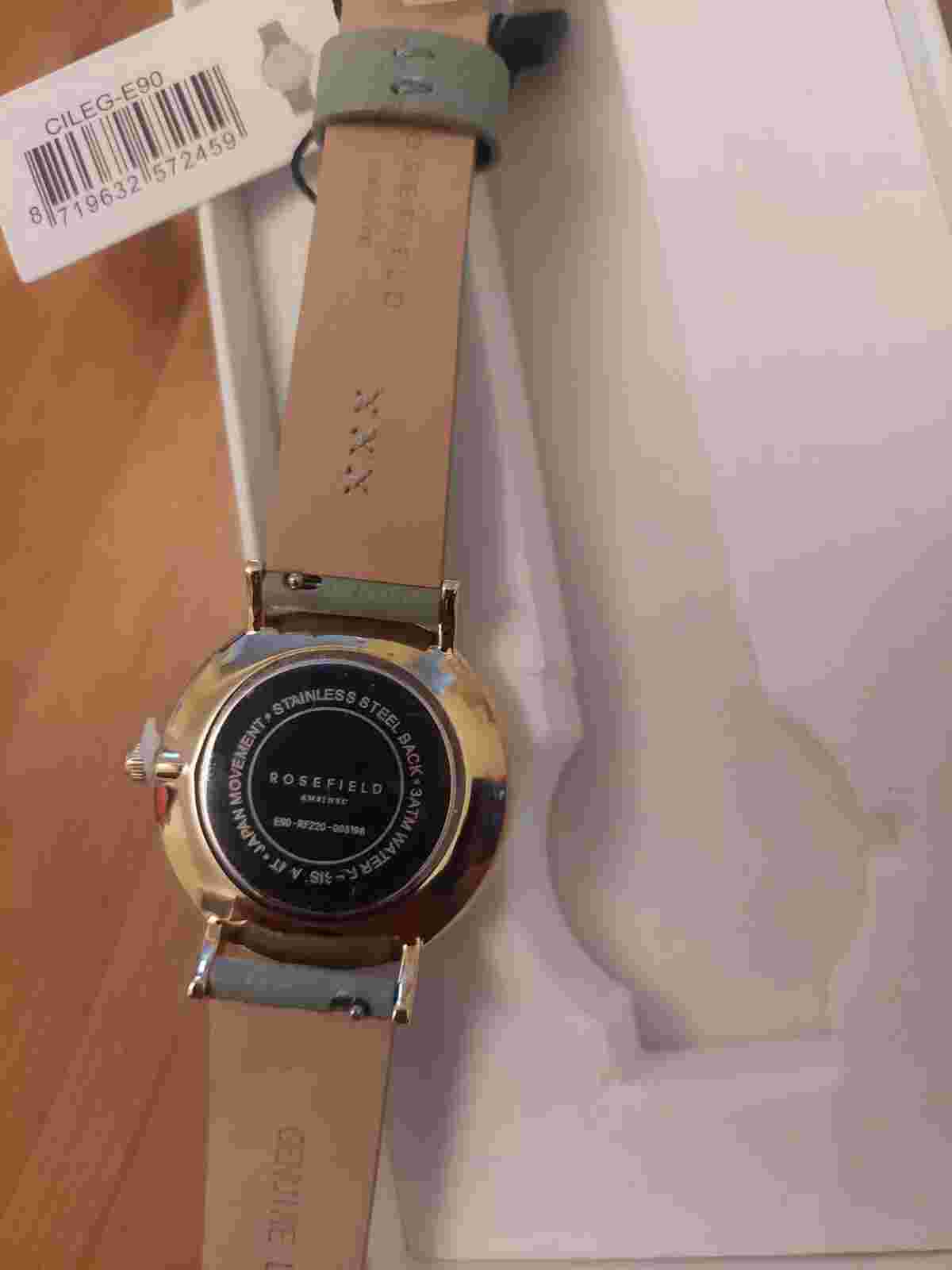 ROSEFIELD AMS/NYC BOWERY BWBLR-B9 White/Rose Gold - Grey Leather Band WATCH
