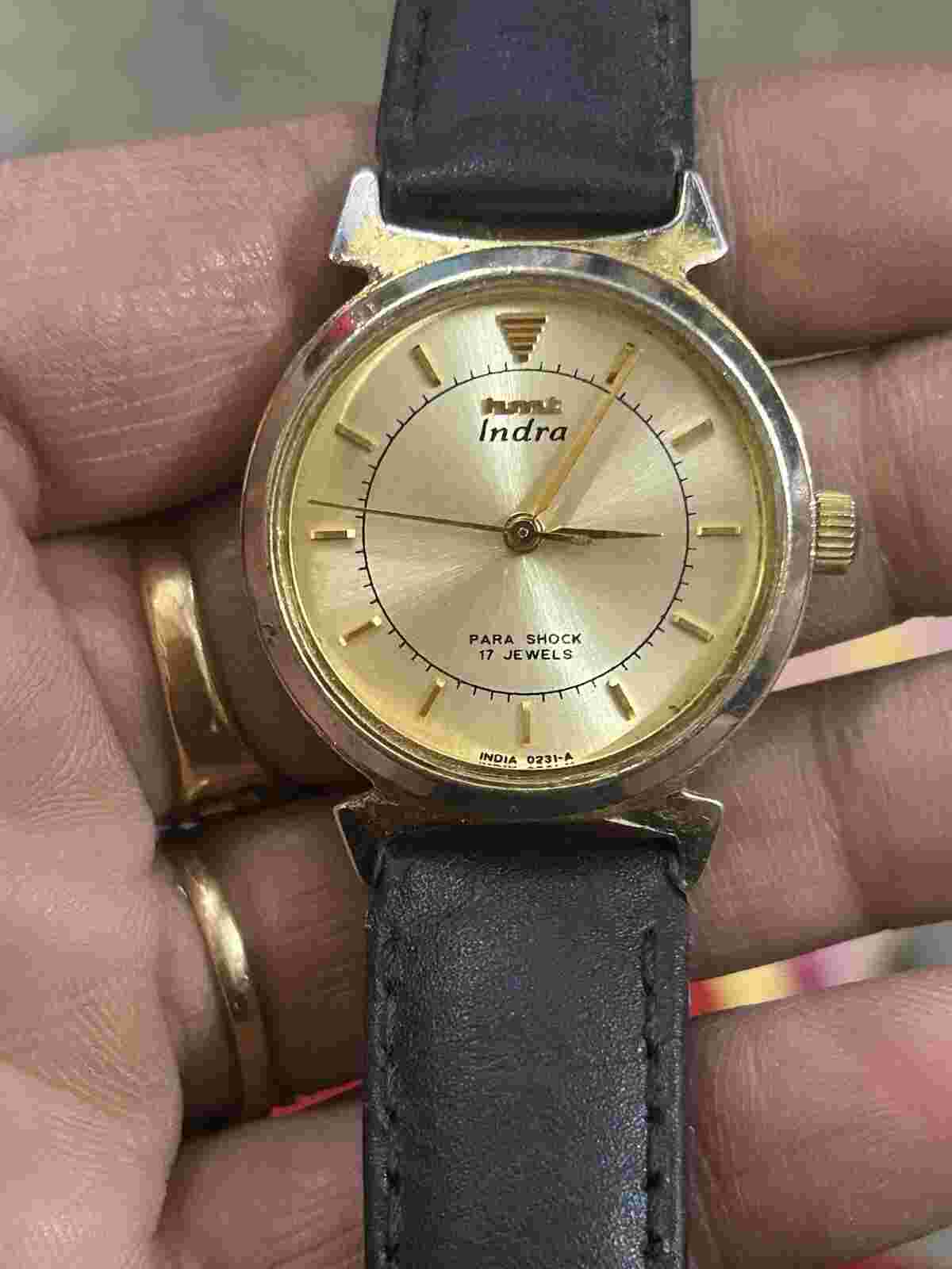 Hmt Indra  17 Jewels Rare Golden  Dial  Mens Wrist Watch
