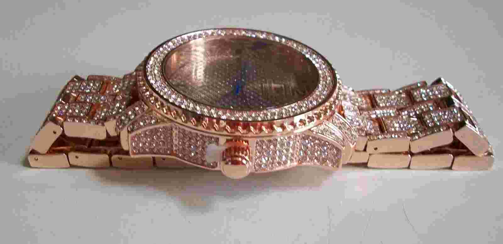 Men's Rose gold finish Techno King hip hop fashion wrist watch
