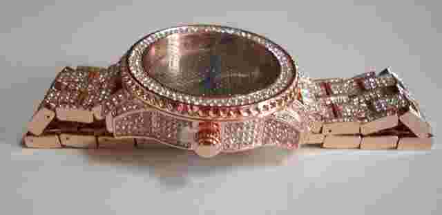 Men's Rose gold finish Techno King hip hop fashion wrist watch